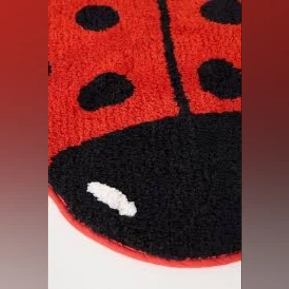 NWT Anthro Tufted Icon Cotton Bath Mat Ladybug